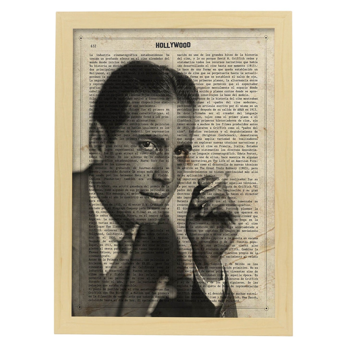 Poster de Humphrey Bogart. Láminas de personajes importantes. Posters de músicos, actores, inventores, exploradores, ...-Artwork-Nacnic-A3-Marco Madera clara-Nacnic Estudio SL