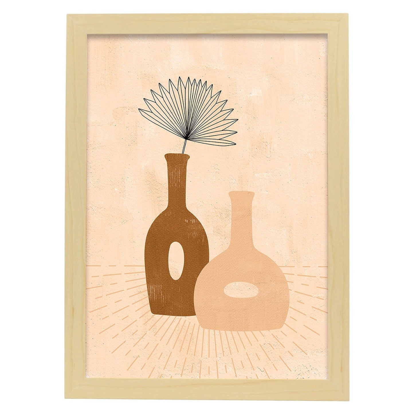 Poster de imágenes abstractas de plantas. Dibujos en tonos claros y tierras. 'Acuarela 10'.-Artwork-Nacnic-A3-Marco Madera clara-Nacnic Estudio SL