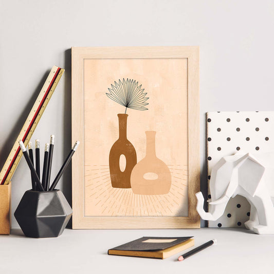 Poster de imágenes abstractas de plantas. Dibujos en tonos claros y tierras. 'Acuarela 10'.-Artwork-Nacnic-Nacnic Estudio SL