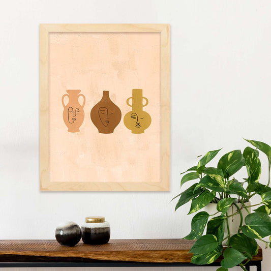 Poster de imágenes abstractas de plantas. Dibujos en tonos claros y tierras. 'Acuarela 14'.-Artwork-Nacnic-Nacnic Estudio SL