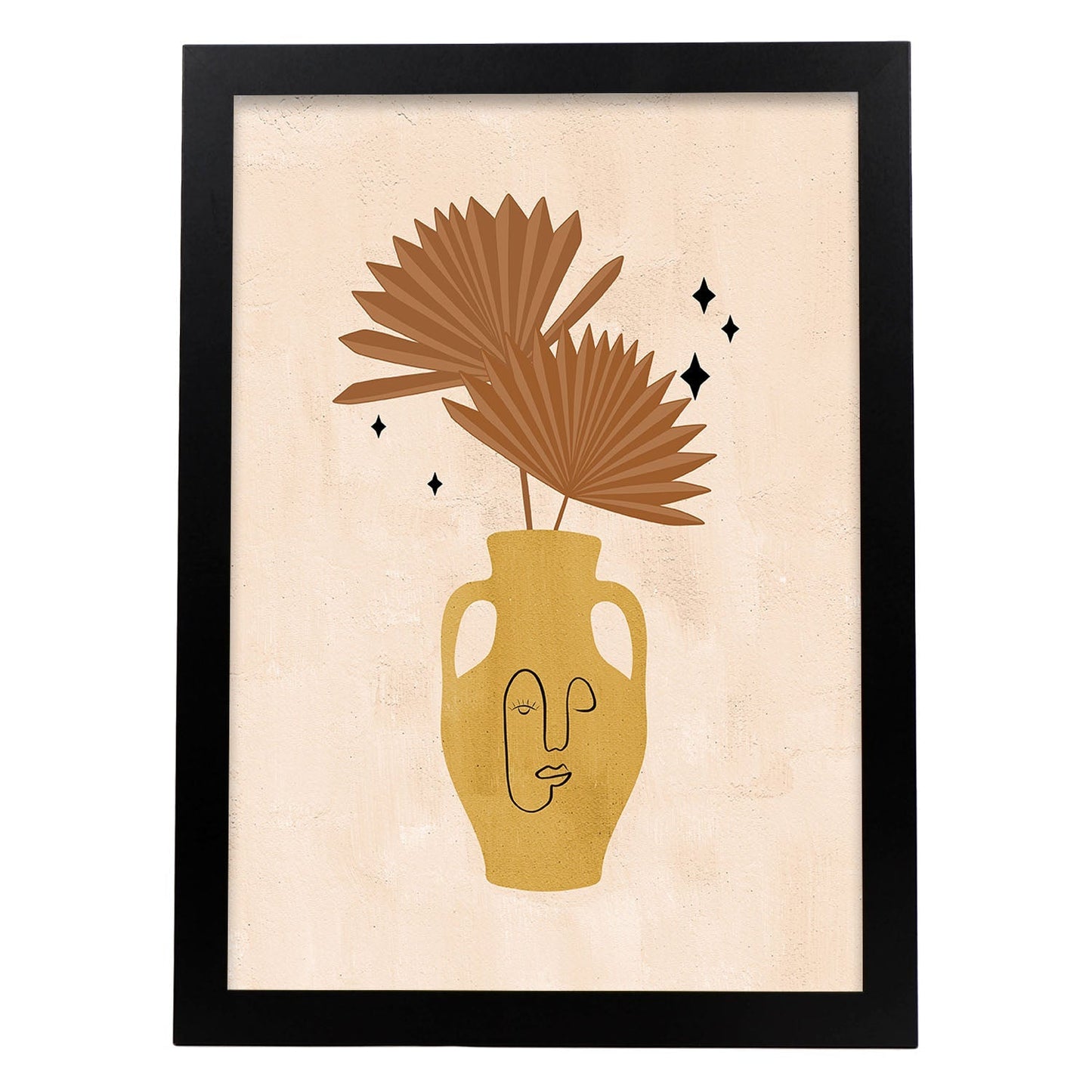 Poster de imágenes abstractas de plantas. Dibujos en tonos claros y tierras. 'Acuarela 15'.-Artwork-Nacnic-A3-Marco Negro-Nacnic Estudio SL
