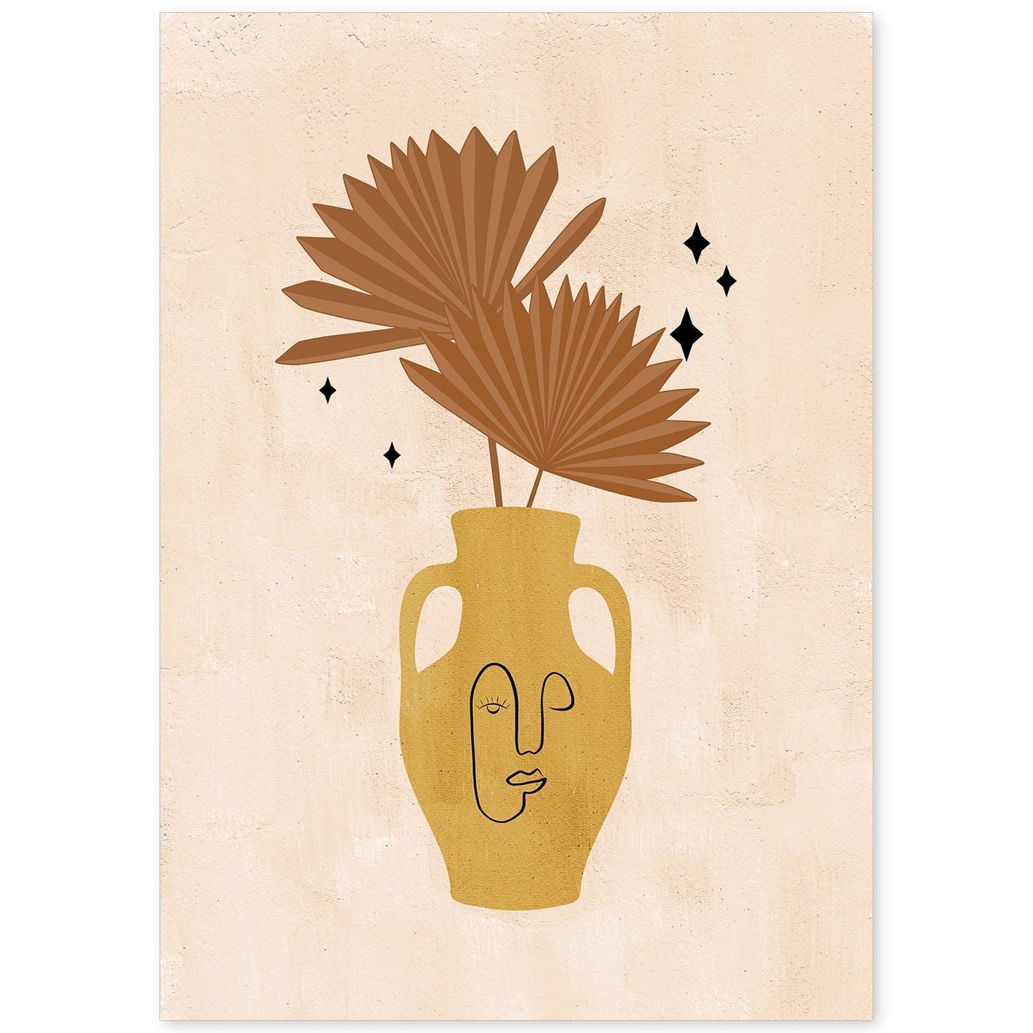 Poster de imágenes abstractas de plantas. Dibujos en tonos claros y tierras. 'Acuarela 15'.-Artwork-Nacnic-A4-Sin marco-Nacnic Estudio SL