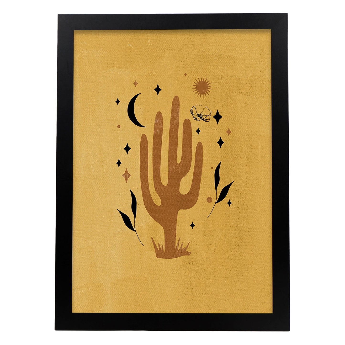 Poster de imágenes abstractas de plantas. Dibujos en tonos claros y tierras. 'Acuarela 16'.-Artwork-Nacnic-A3-Marco Negro-Nacnic Estudio SL