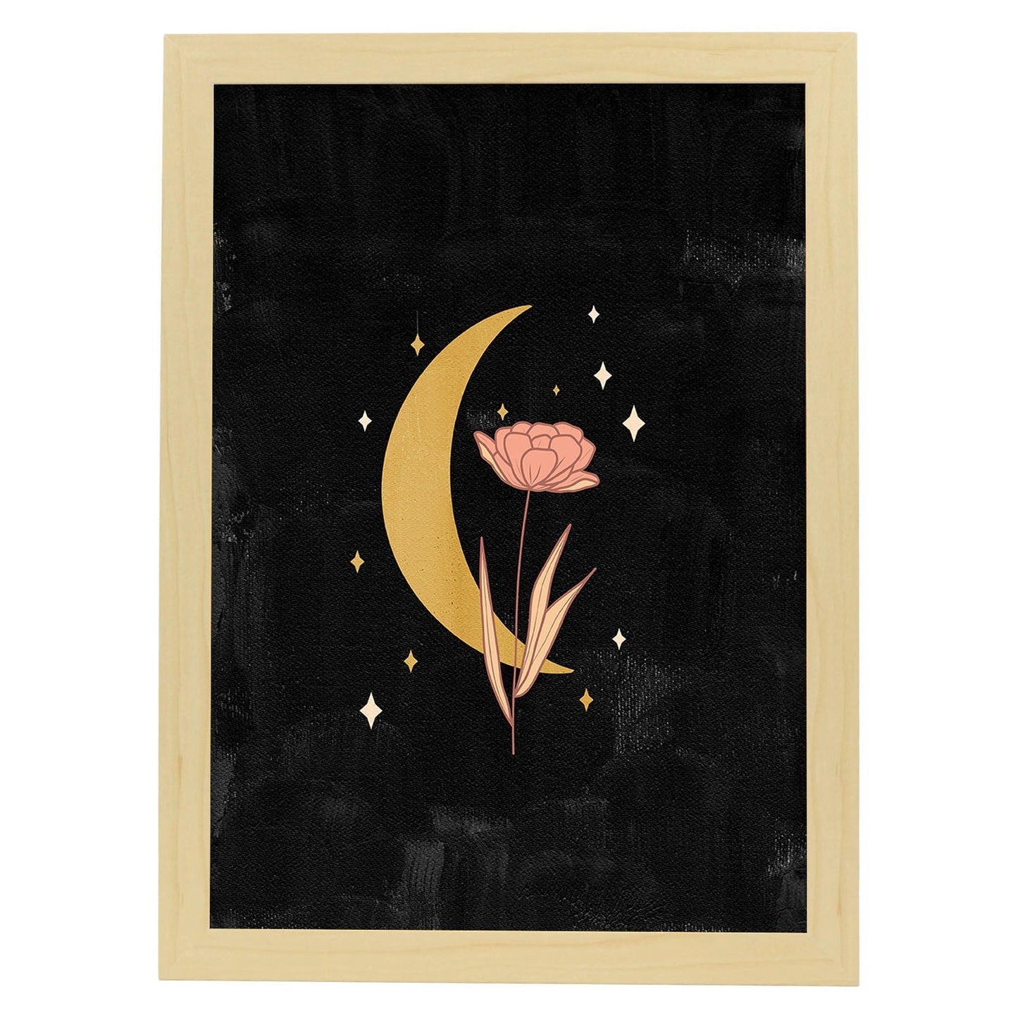 Poster de imágenes abstractas de plantas. Dibujos en tonos claros y tierras. 'Acuarela 17'.-Artwork-Nacnic-A3-Marco Madera clara-Nacnic Estudio SL