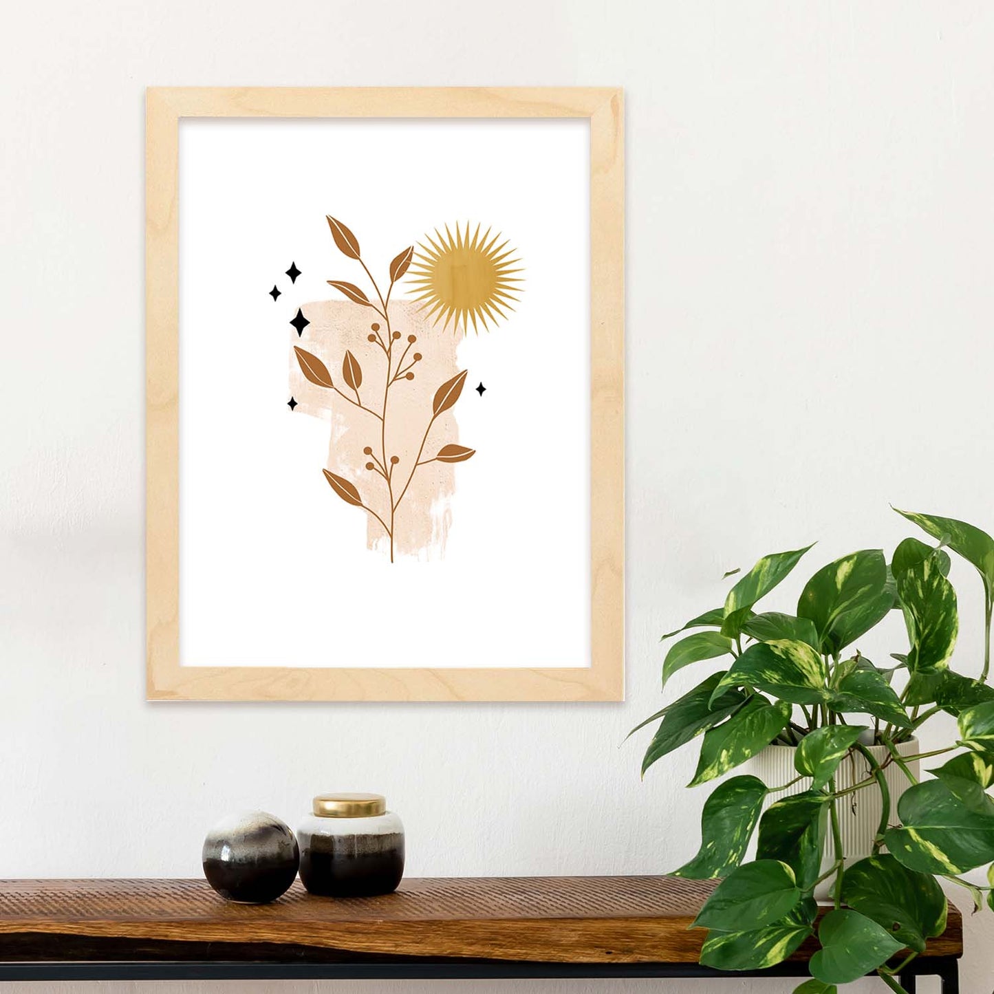 Poster de imágenes abstractas de plantas. Dibujos en tonos claros y tierras. 'Acuarela 2'.-Artwork-Nacnic-Nacnic Estudio SL