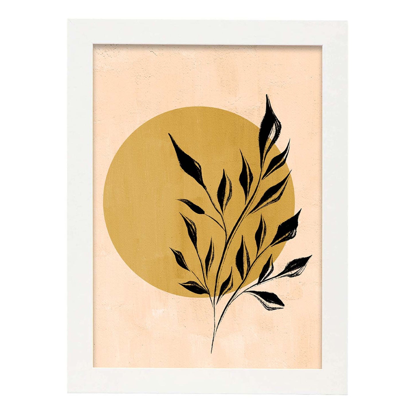 Poster de imágenes abstractas de plantas. Dibujos en tonos claros y tierras. 'Acuarela 5'.-Artwork-Nacnic-A3-Marco Blanco-Nacnic Estudio SL