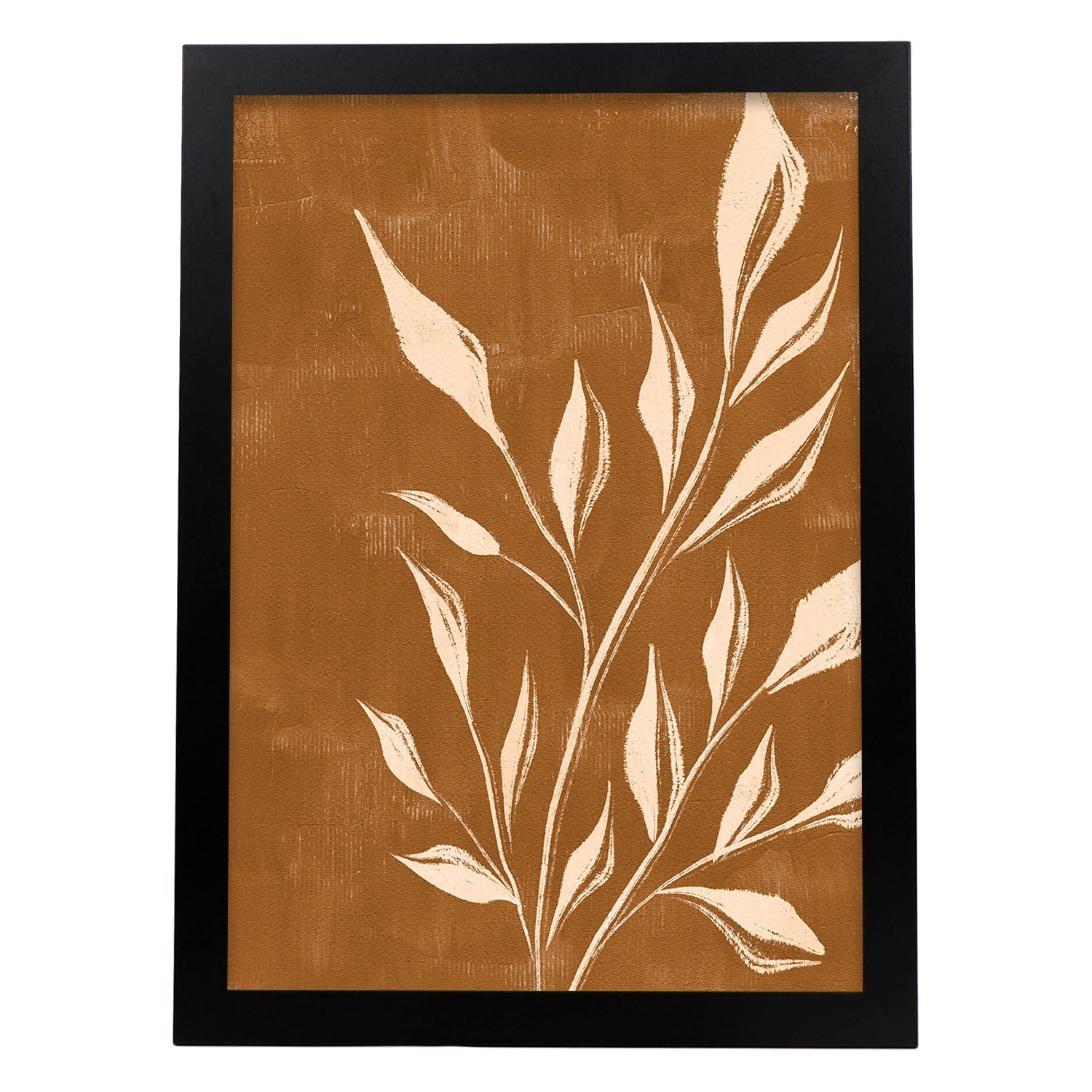 Poster de imágenes abstractas de plantas. Dibujos en tonos claros y tierras. 'Acuarela 6'.-Artwork-Nacnic-A3-Marco Negro-Nacnic Estudio SL