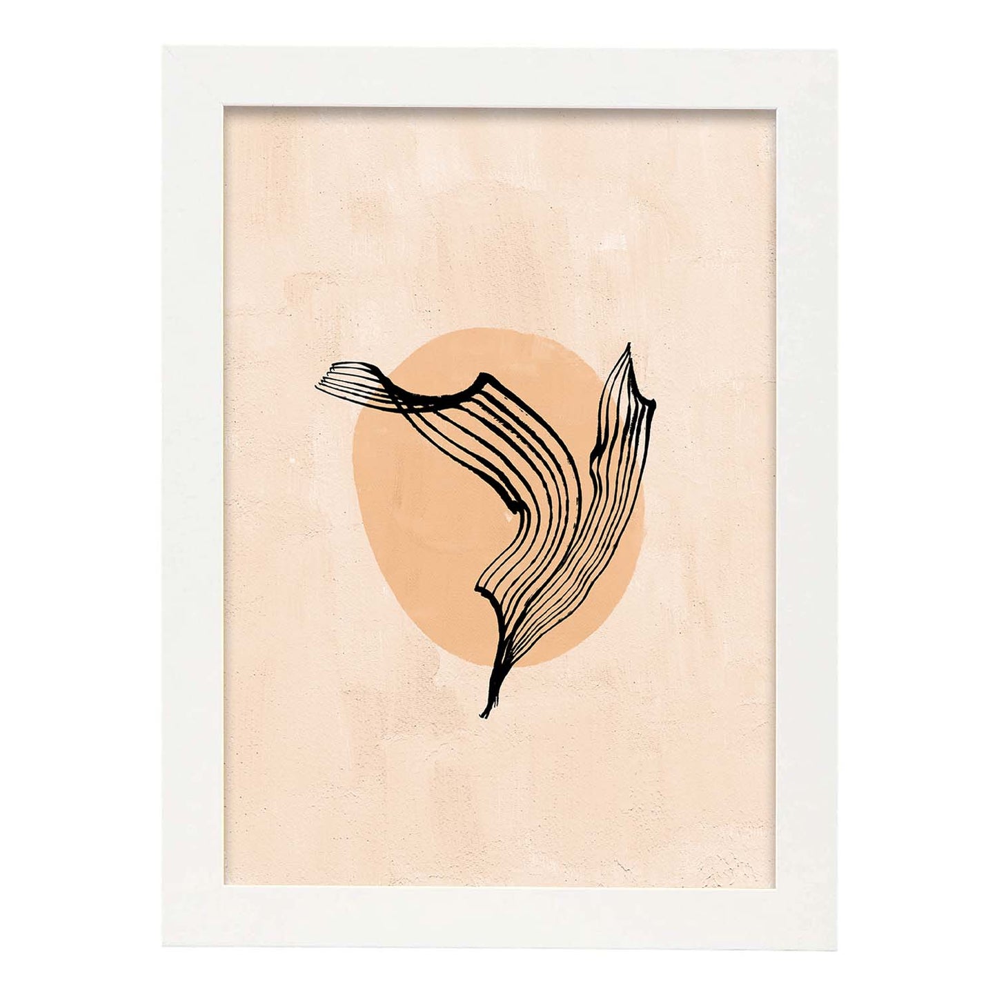 Poster de imágenes abstractas de plantas. Dibujos en tonos claros y tierras. 'Acuarela 7'.-Artwork-Nacnic-A3-Marco Blanco-Nacnic Estudio SL