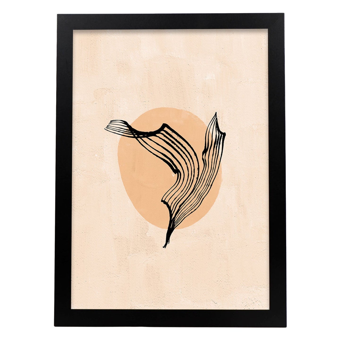 Poster de imágenes abstractas de plantas. Dibujos en tonos claros y tierras. 'Acuarela 7'.-Artwork-Nacnic-A3-Marco Negro-Nacnic Estudio SL