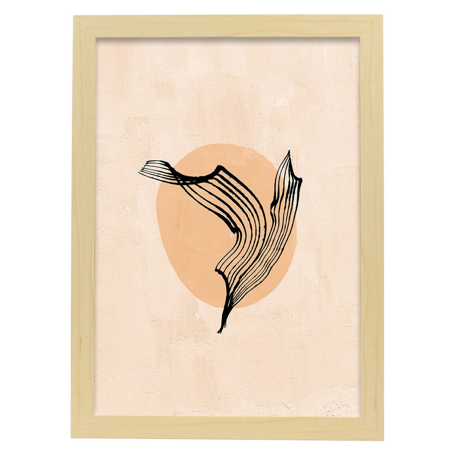 Poster de imágenes abstractas de plantas. Dibujos en tonos claros y tierras. 'Acuarela 7'.-Artwork-Nacnic-A4-Marco Madera clara-Nacnic Estudio SL