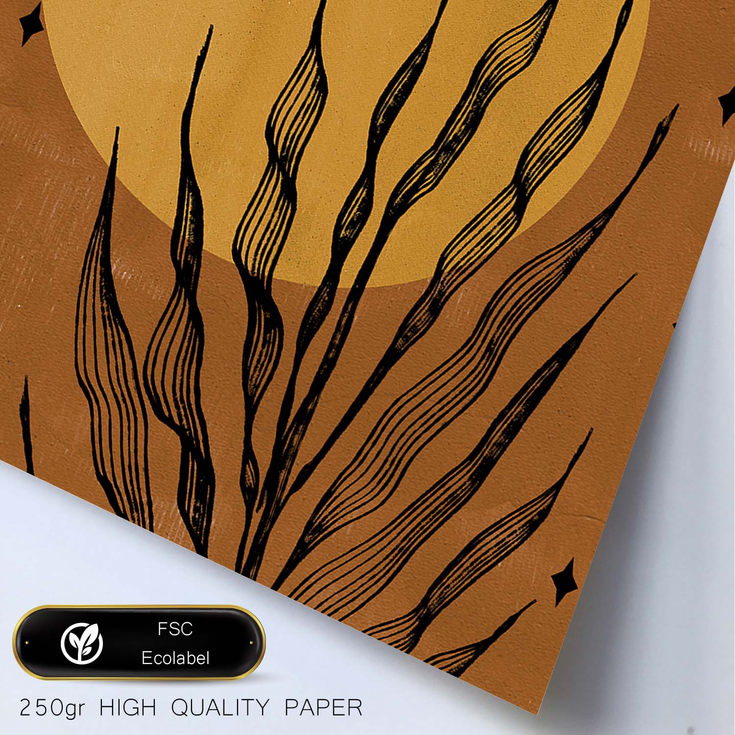 Poster de imágenes abstractas de plantas. Dibujos en tonos claros y tierras. 'Acuarela 8'.-Artwork-Nacnic-Nacnic Estudio SL