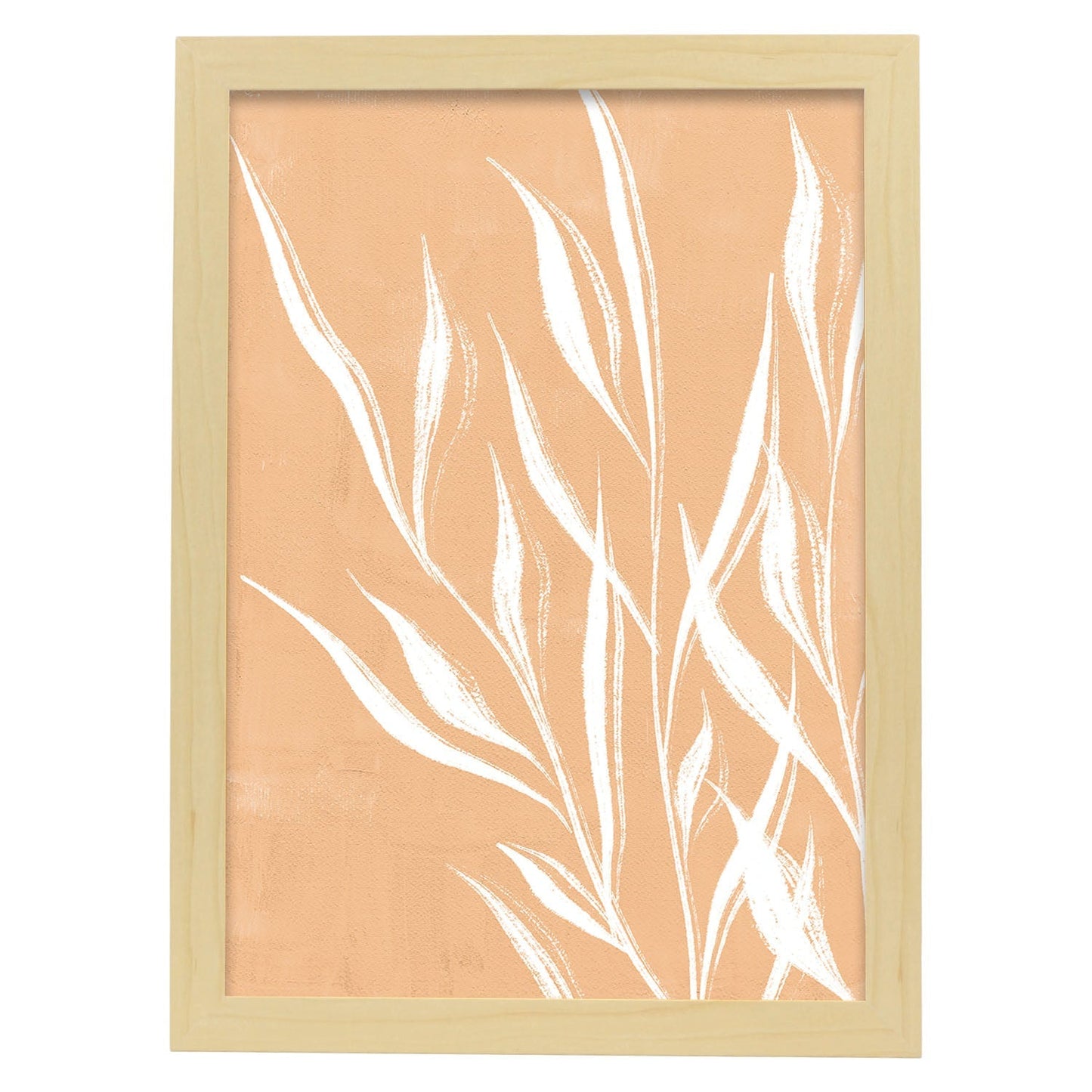 Poster de imágenes abstractas de plantas. Dibujos en tonos claros y tierras. 'Acuarela 9'.-Artwork-Nacnic-A4-Marco Madera clara-Nacnic Estudio SL