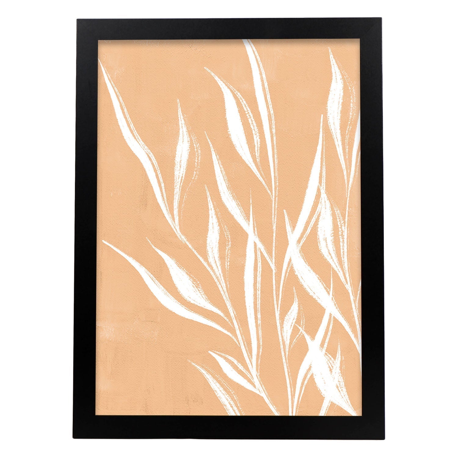 Poster de imágenes abstractas de plantas. Dibujos en tonos claros y tierras. 'Acuarela 9'.-Artwork-Nacnic-A4-Marco Negro-Nacnic Estudio SL