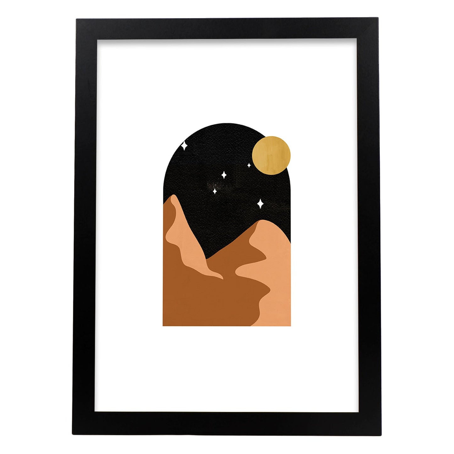 Poster de imágenes de la naturaleza. Dibujos en tonos marrones. 'Naturaleza 11'.-Artwork-Nacnic-A4-Marco Negro-Nacnic Estudio SL