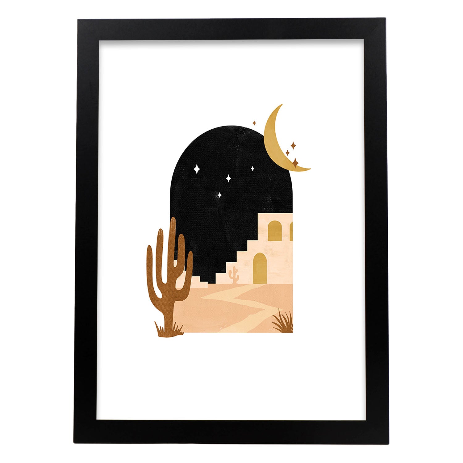 Poster de imágenes de la naturaleza. Dibujos en tonos marrones. 'Naturaleza 14'.-Artwork-Nacnic-A3-Marco Negro-Nacnic Estudio SL