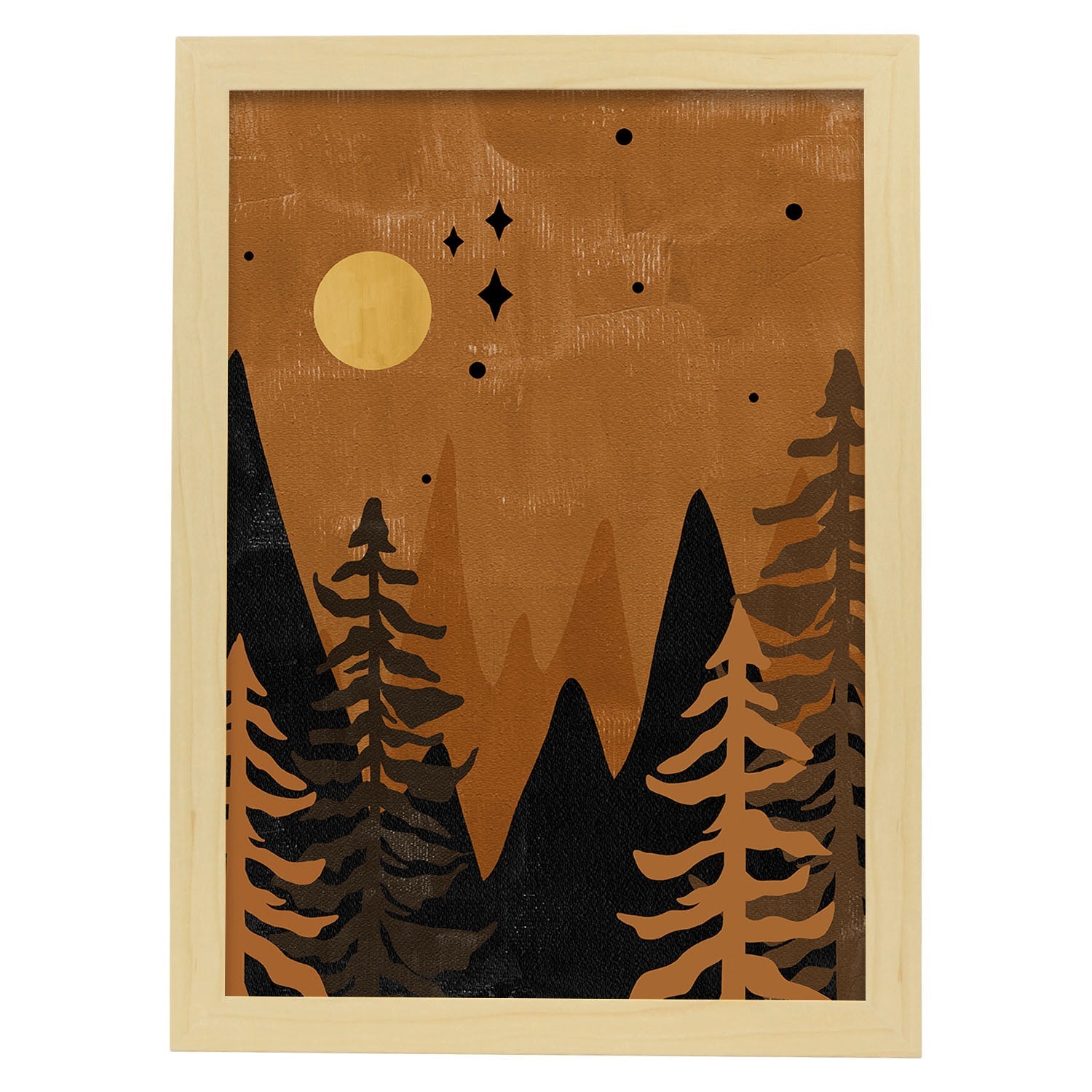 Poster de imágenes de la naturaleza. Dibujos en tonos marrones. 'Naturaleza 21'.-Artwork-Nacnic-A4-Marco Madera clara-Nacnic Estudio SL