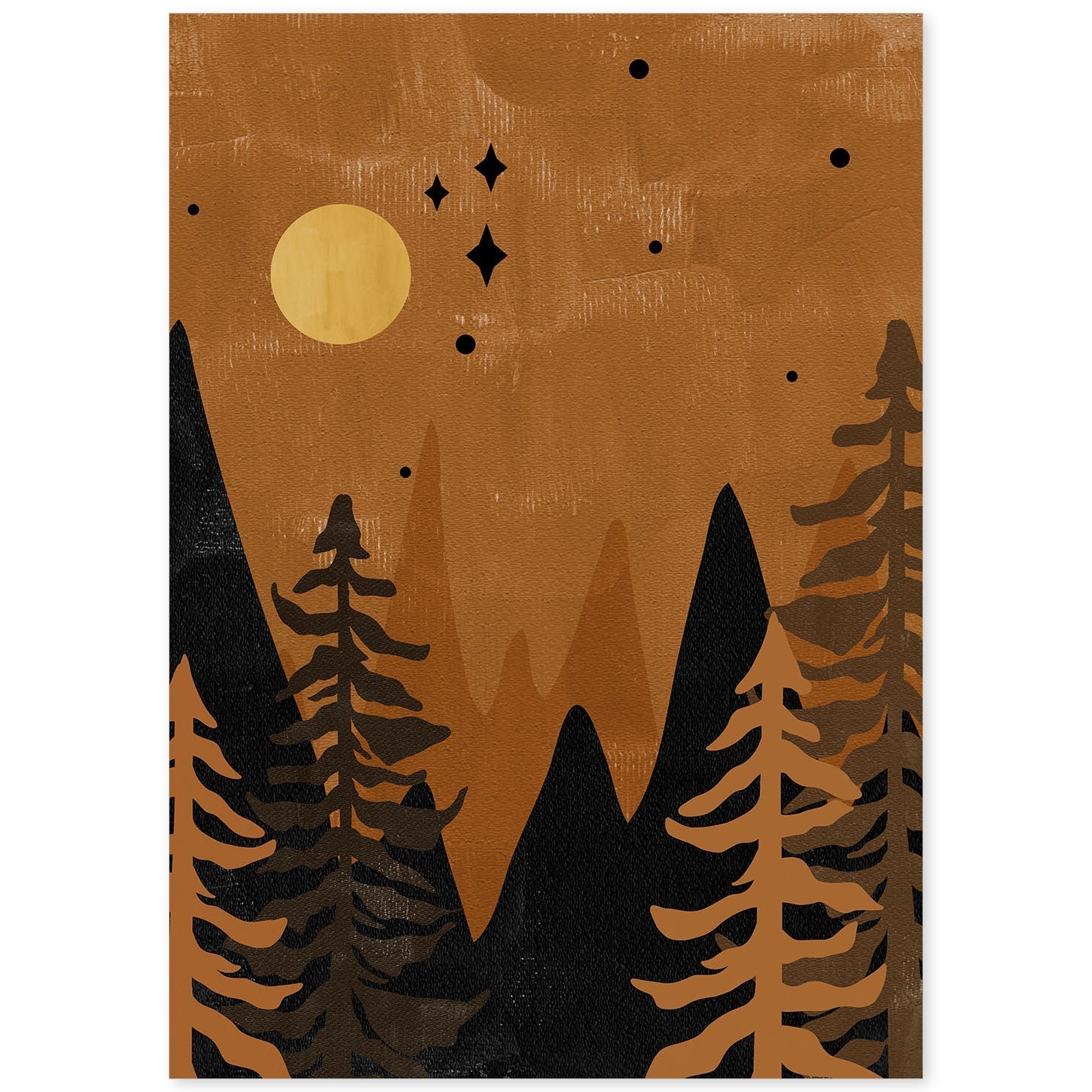 Poster de imágenes de la naturaleza. Dibujos en tonos marrones. 'Naturaleza 21'.-Artwork-Nacnic-A4-Sin marco-Nacnic Estudio SL