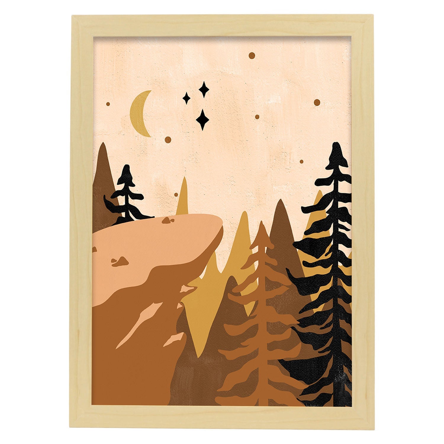 Poster de imágenes de la naturaleza. Dibujos en tonos marrones. 'Naturaleza 23'.-Artwork-Nacnic-A4-Marco Madera clara-Nacnic Estudio SL