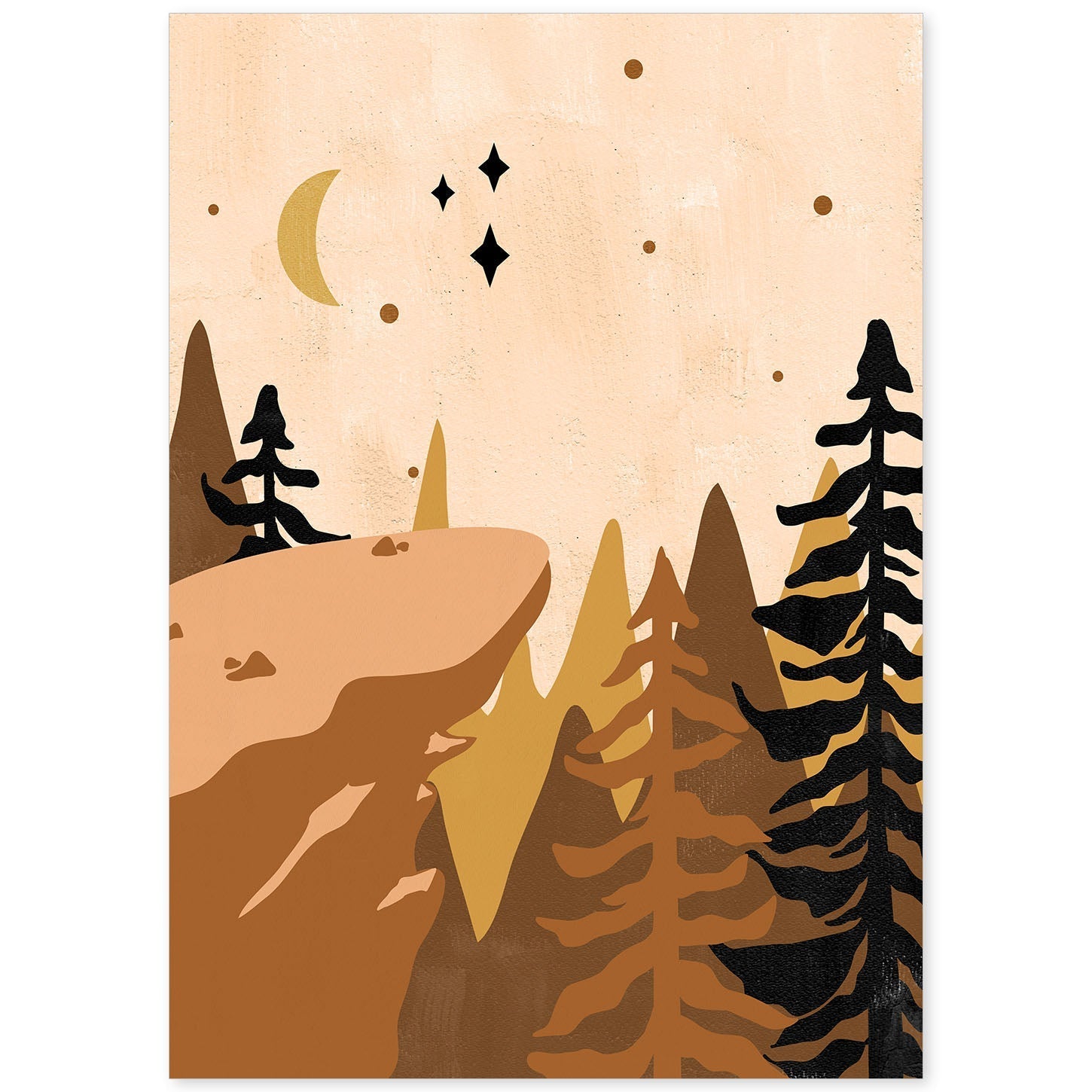 Poster de imágenes de la naturaleza. Dibujos en tonos marrones. 'Naturaleza 23'.-Artwork-Nacnic-A4-Sin marco-Nacnic Estudio SL