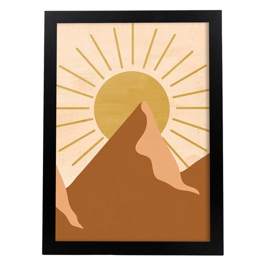 Poster de imágenes de la naturaleza. Dibujos en tonos marrones. 'Naturaleza 3'.-Artwork-Nacnic-A4-Marco Negro-Nacnic Estudio SL