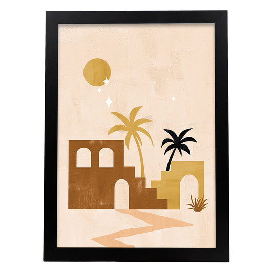 Poster de imágenes de la naturaleza. Dibujos en tonos marrones. 'Naturaleza 7'.-Artwork-Nacnic-A4-Marco Negro-Nacnic Estudio SL