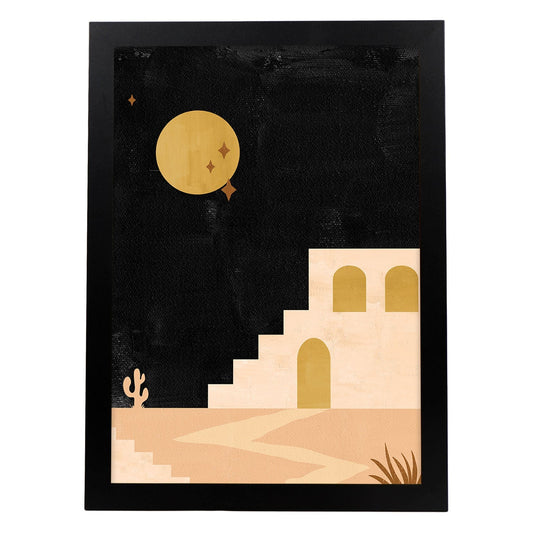 Poster de imágenes de la naturaleza. Dibujos en tonos marrones. 'Naturaleza 9'.-Artwork-Nacnic-A4-Marco Negro-Nacnic Estudio SL