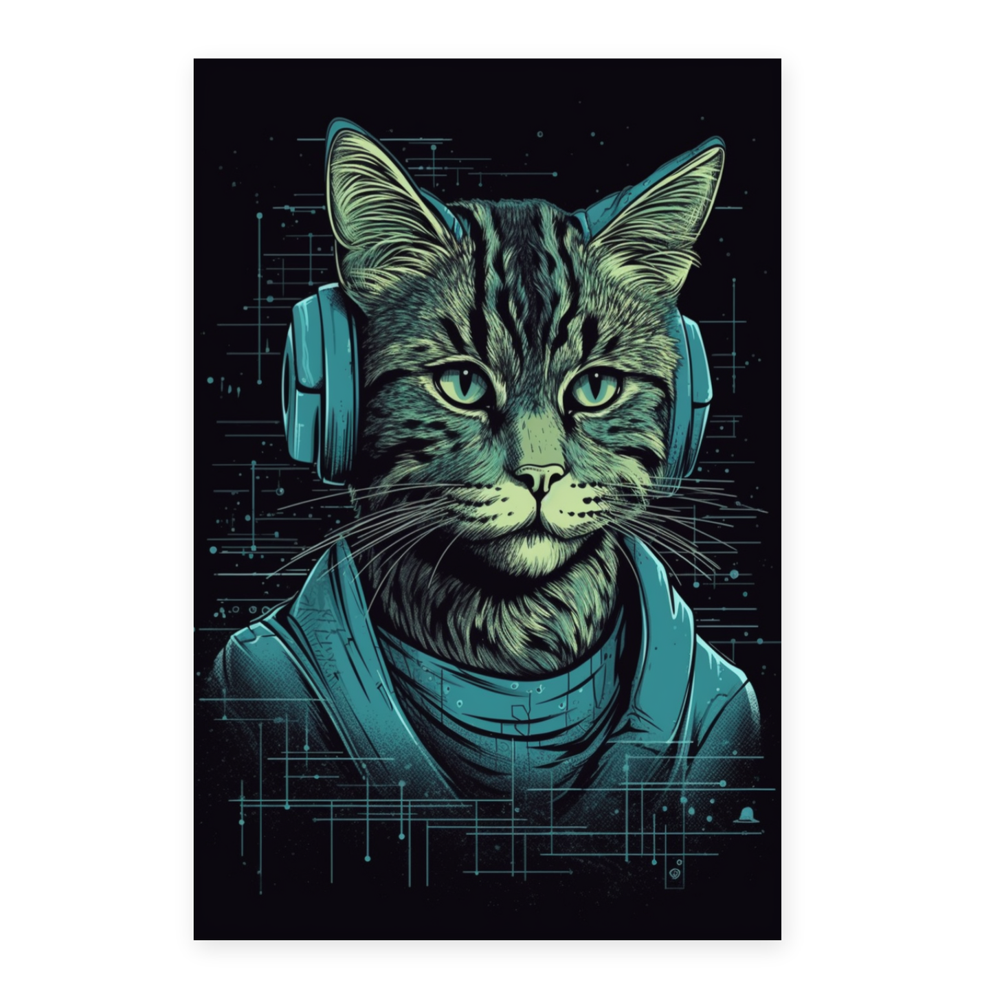 Lámina Vaporwave de Gato