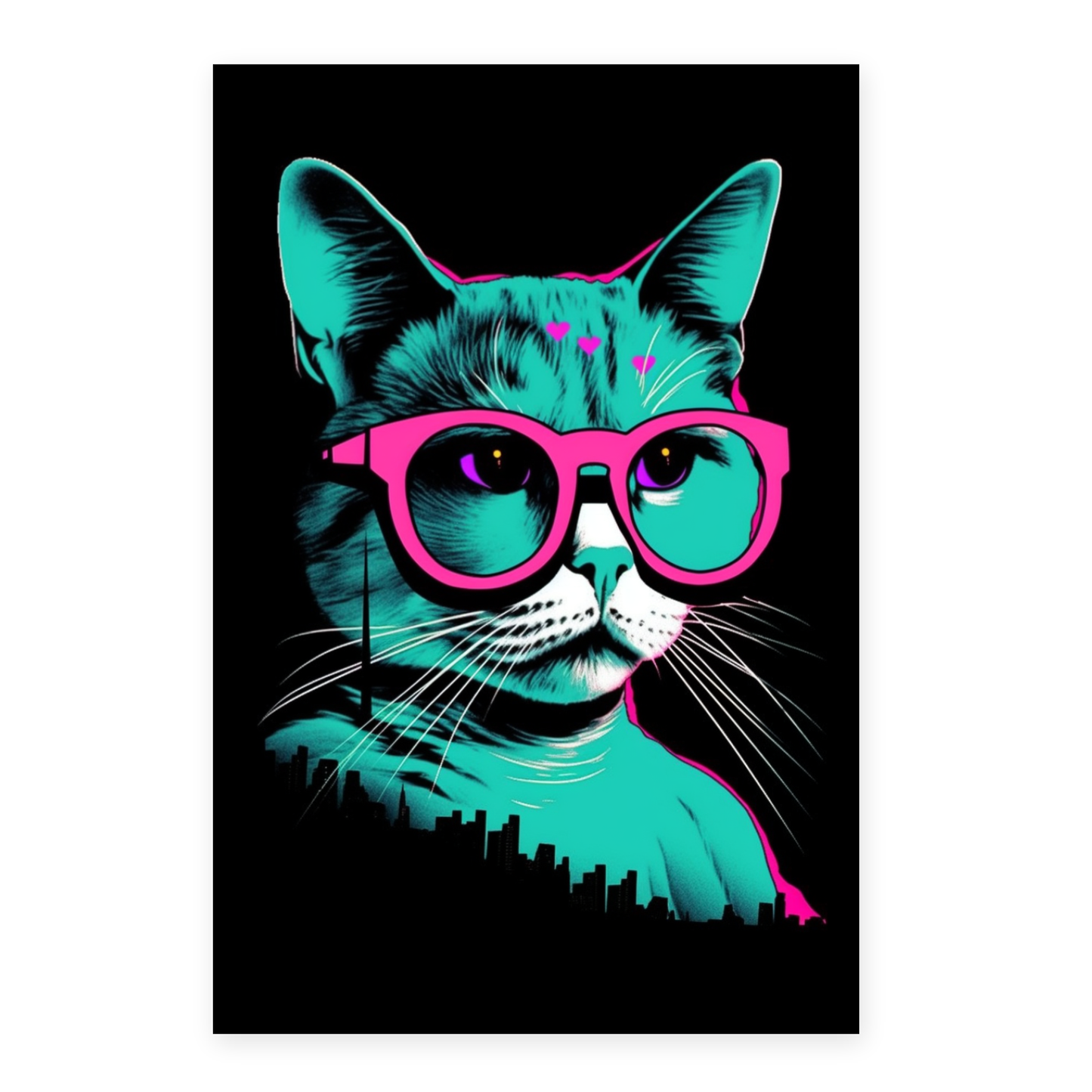 Lámina Gato Estilo Vaporwave