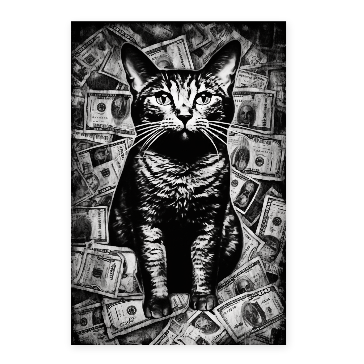 Póster de Impuestos de Gatos en Blanco y Negro