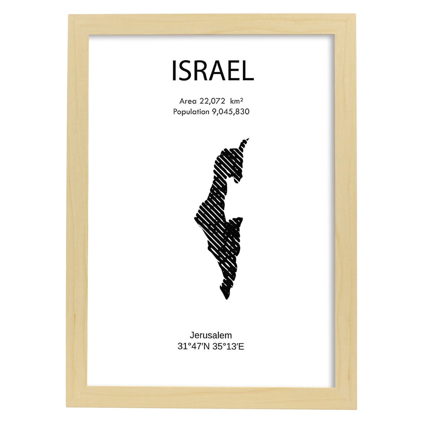 Poster de Israel. Láminas de paises y continentes del mundo.-Artwork-Nacnic-A4-Marco Madera clara-Nacnic Estudio SL
