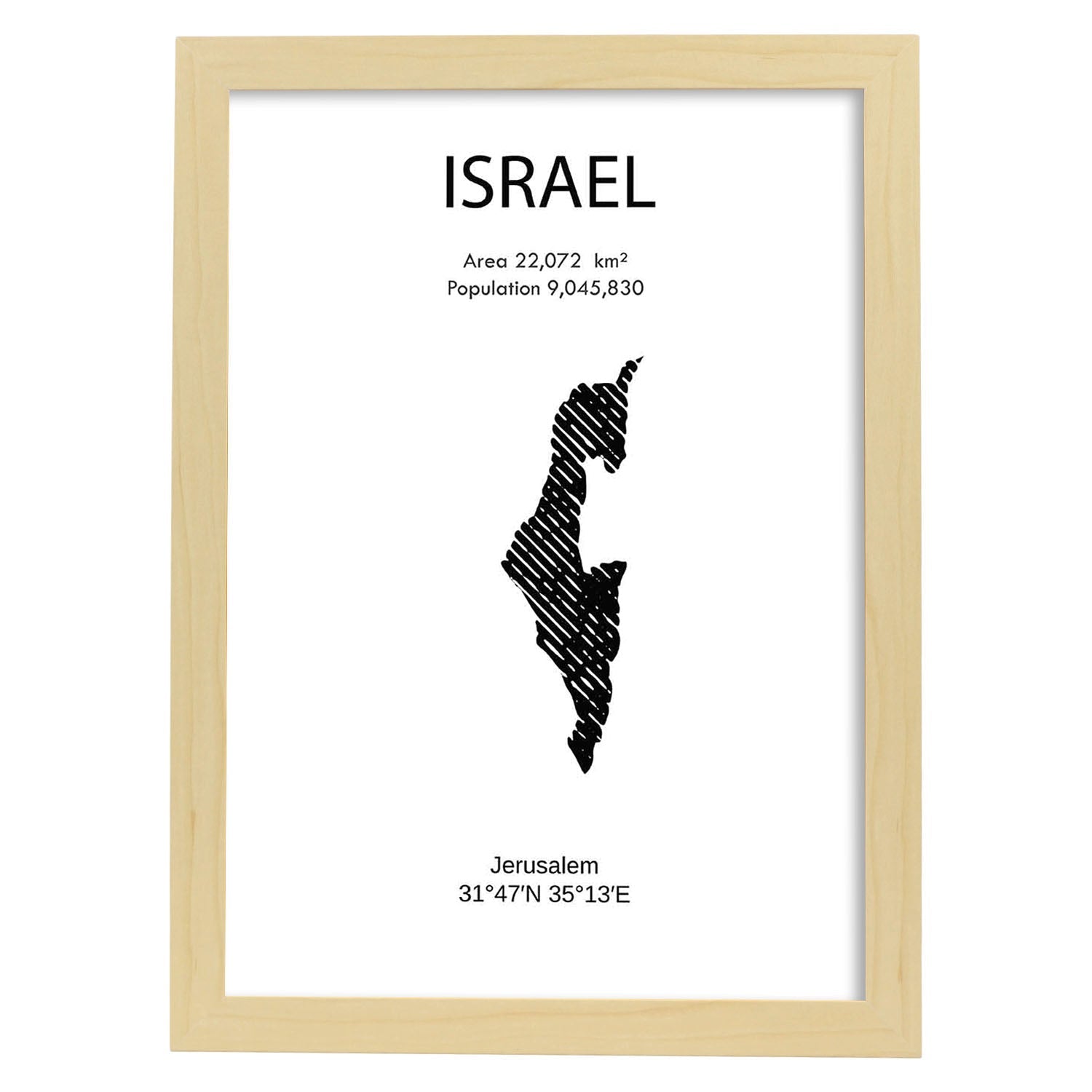 Poster de Israel. Láminas de paises y continentes del mundo.-Artwork-Nacnic-A4-Marco Madera clara-Nacnic Estudio SL