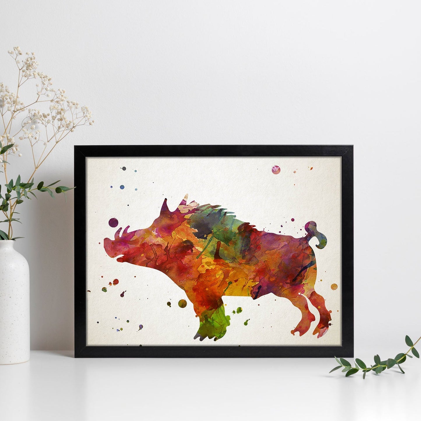 Poster de Jabalí estilo acuarela. Láminas de animales con estilo acuarela-Artwork-Nacnic-Nacnic Estudio SL
