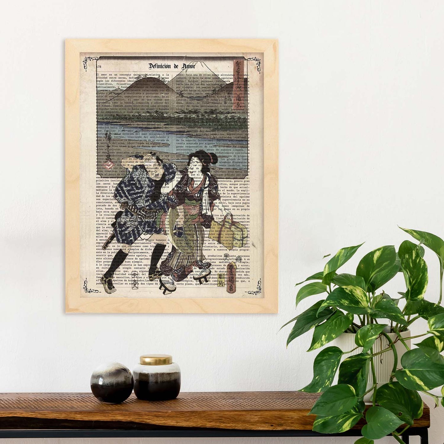 Poster de Japoneses en el lago. Láminas de geishas. Diseños japoneses con definiciones de la cultura japonesa.-Artwork-Nacnic-Nacnic Estudio SL