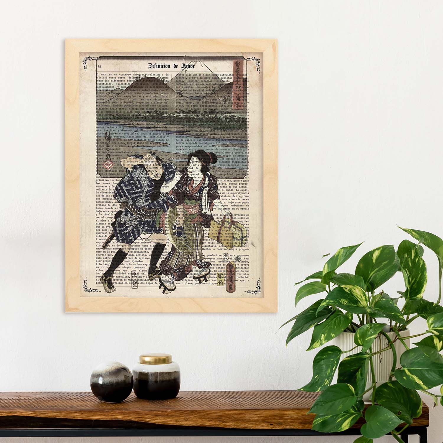 Poster de Japoneses en el lago. Láminas de geishas. Diseños japoneses con definiciones de la cultura japonesa.-Artwork-Nacnic-Nacnic Estudio SL