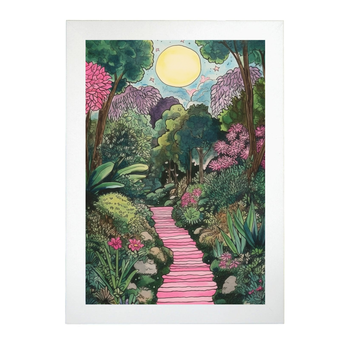 Póster de Jardín con Acuarela de Flores