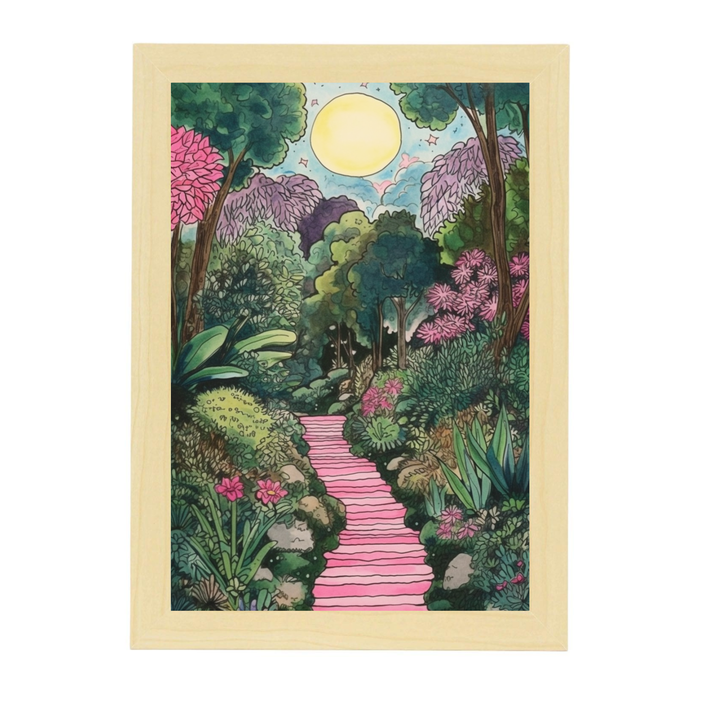 Póster de Jardín con Acuarela de Flores