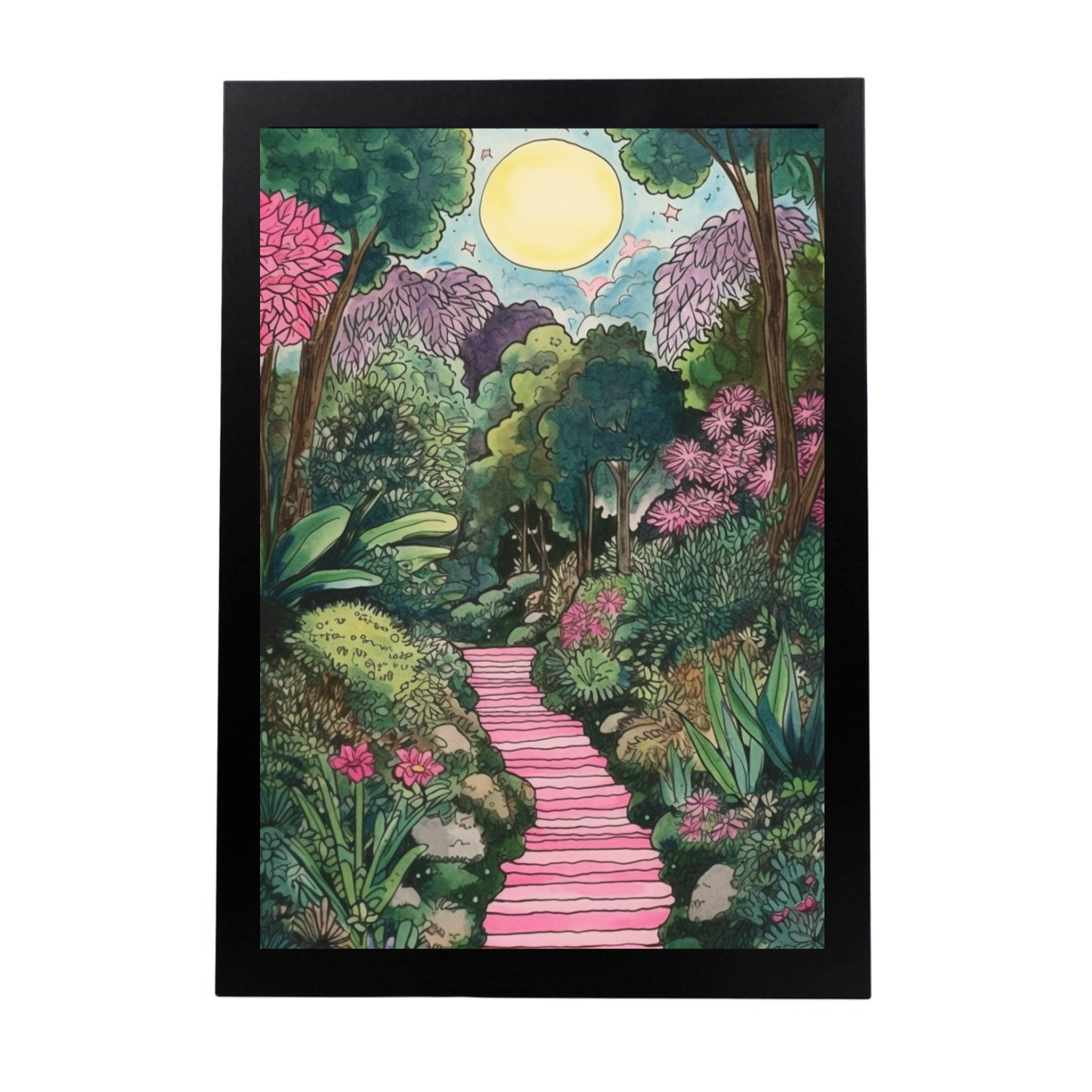Póster de Jardín con Acuarela de Flores