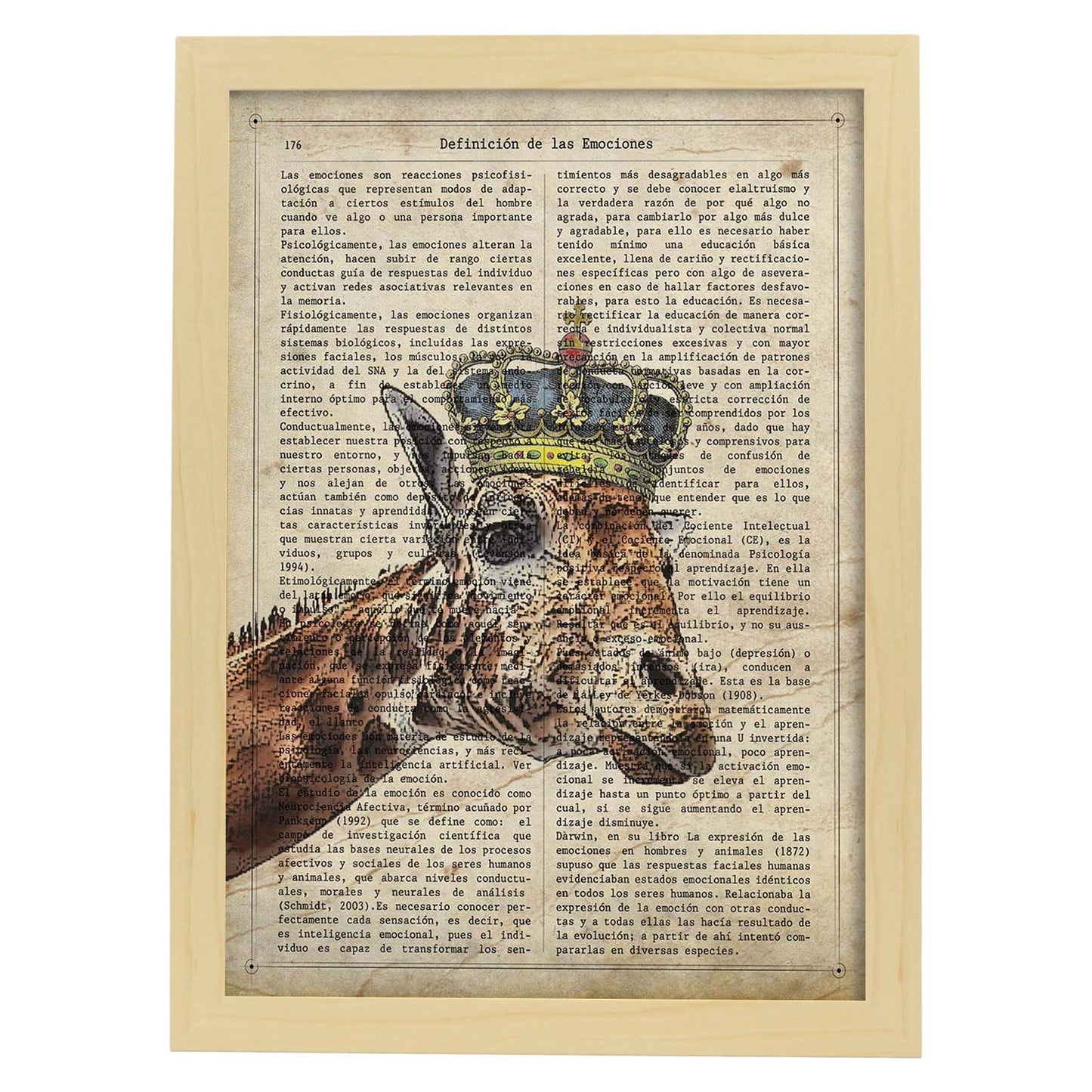 Poster de Jirafa reina. Láminas de animales con definiciones. Ilustraciones de animales con textos.-Artwork-Nacnic-A3-Marco Madera clara-Nacnic Estudio SL