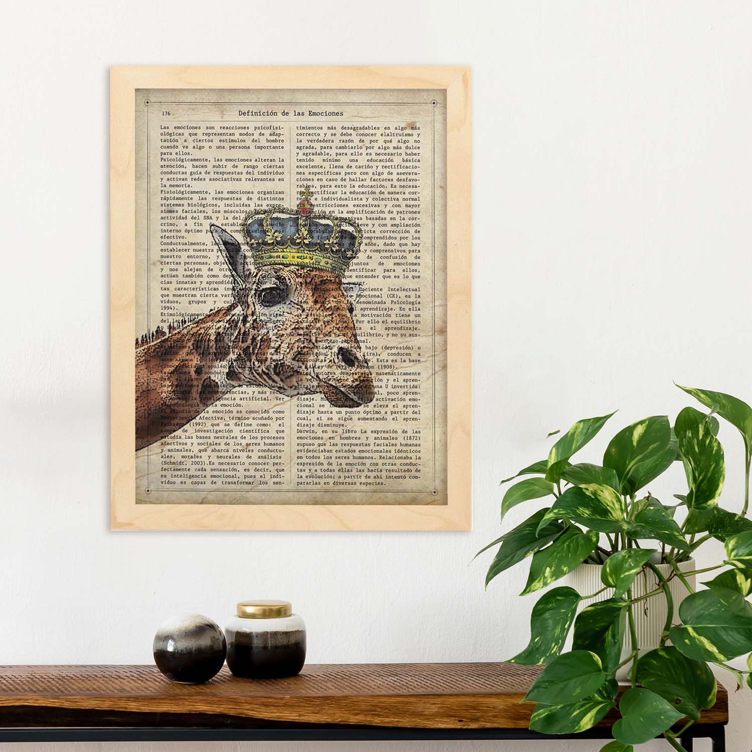 Poster de Jirafa reina. Láminas de animales con definiciones. Ilustraciones de animales con textos.-Artwork-Nacnic-Nacnic Estudio SL