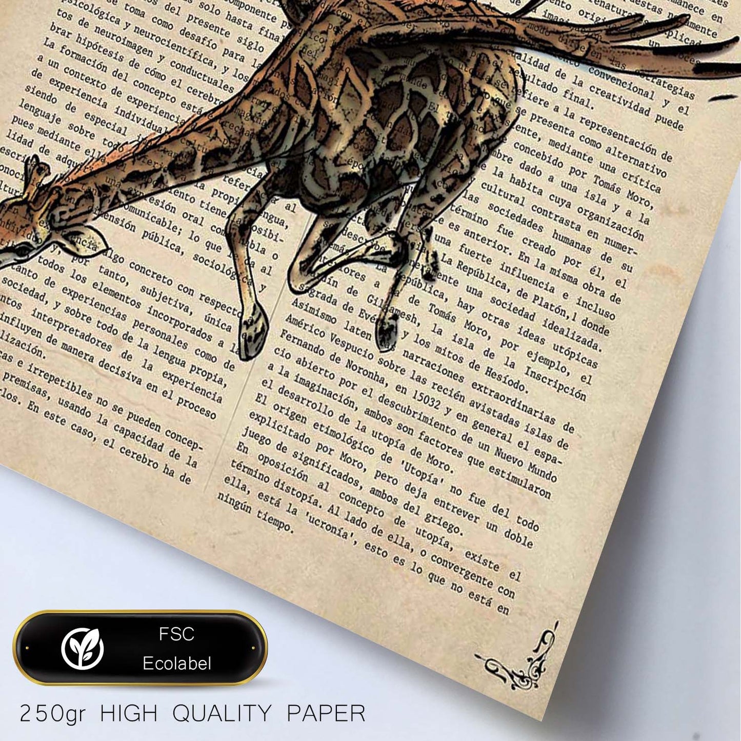 Poster de Jirafa voladora. Láminas de animales con definiciones. Ilustraciones de animales con textos.-Artwork-Nacnic-Nacnic Estudio SL