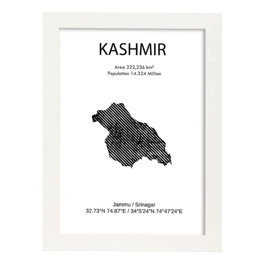 Poster de Kashmir. Láminas de paises y continentes del mundo.-Artwork-Nacnic-A4-Marco Blanco-Nacnic Estudio SL