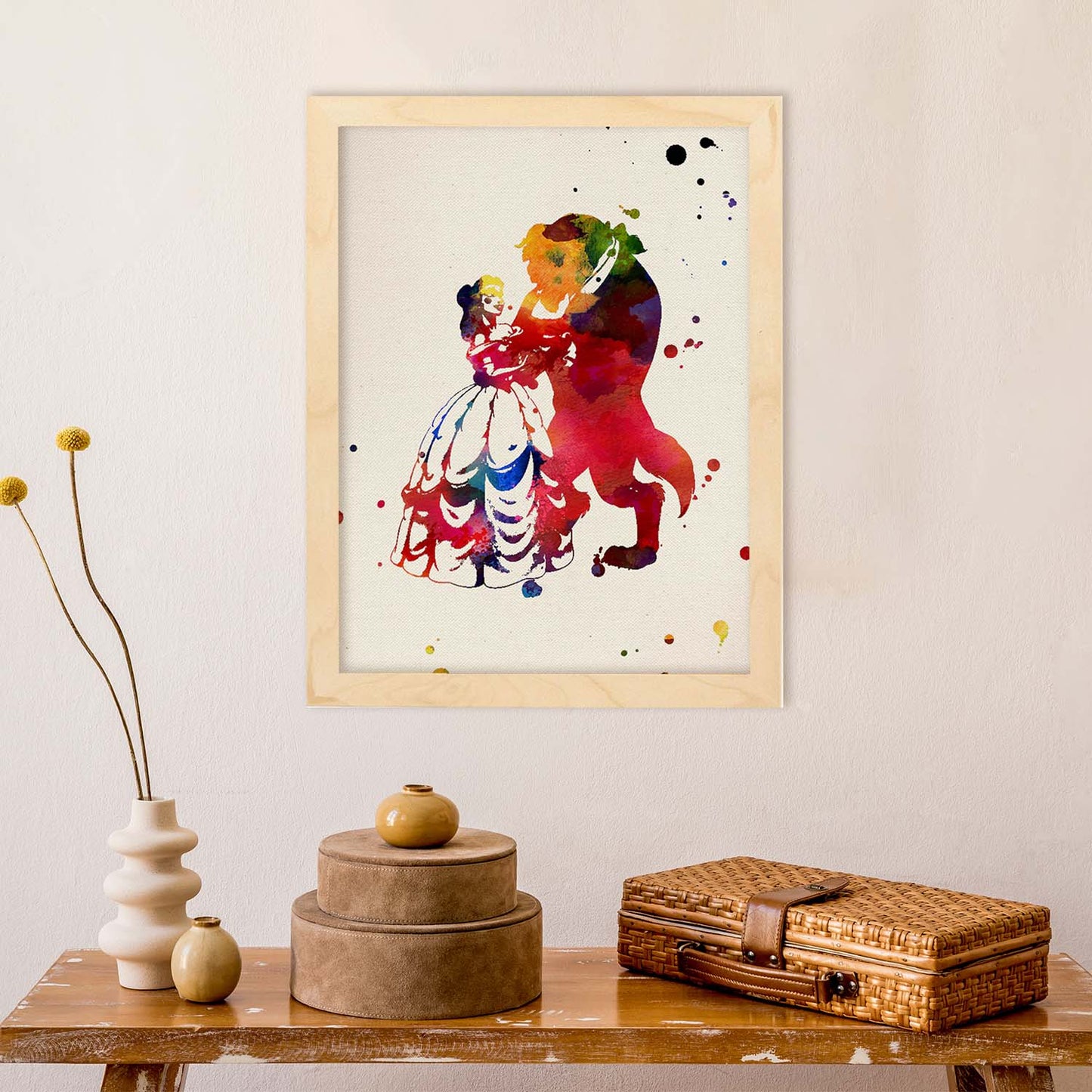 Poster de la bella y la bestia. Láminas de cine, películas, y actores. Posters de películas antiguas con estilo acuarela.-Artwork-Nacnic-Nacnic Estudio SL