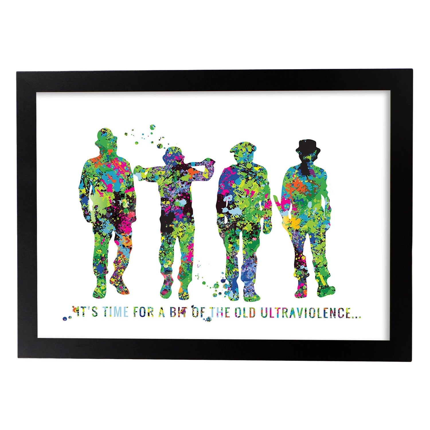 Poster de La naranja mecánica estilo acuarela. Láminas de cine, películas, y actores. Posters de películas antiguas con estilo acuarela.-Artwork-Nacnic-A3-Marco Negro-Nacnic Estudio SL