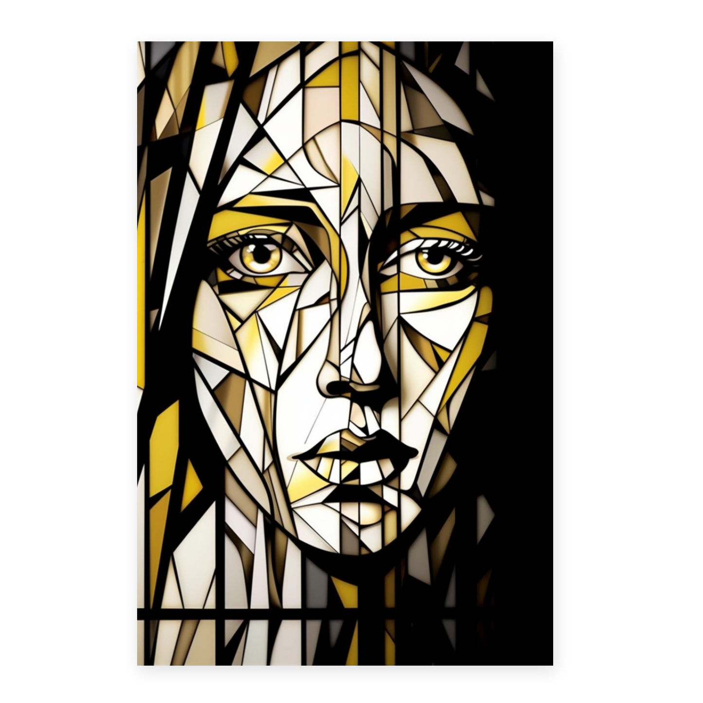 Lámina de pintura blanca con rostro de mujer