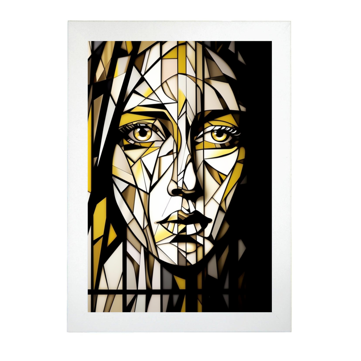 Lámina de pintura blanca con rostro de mujer