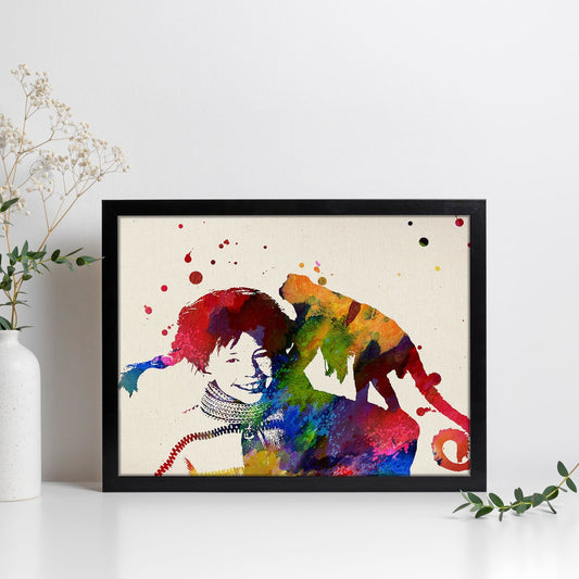 Poster de La pipi con mono. Láminas de cine, películas, y actores. Posters de películas antiguas con estilo acuarela.-Artwork-Nacnic-Nacnic Estudio SL