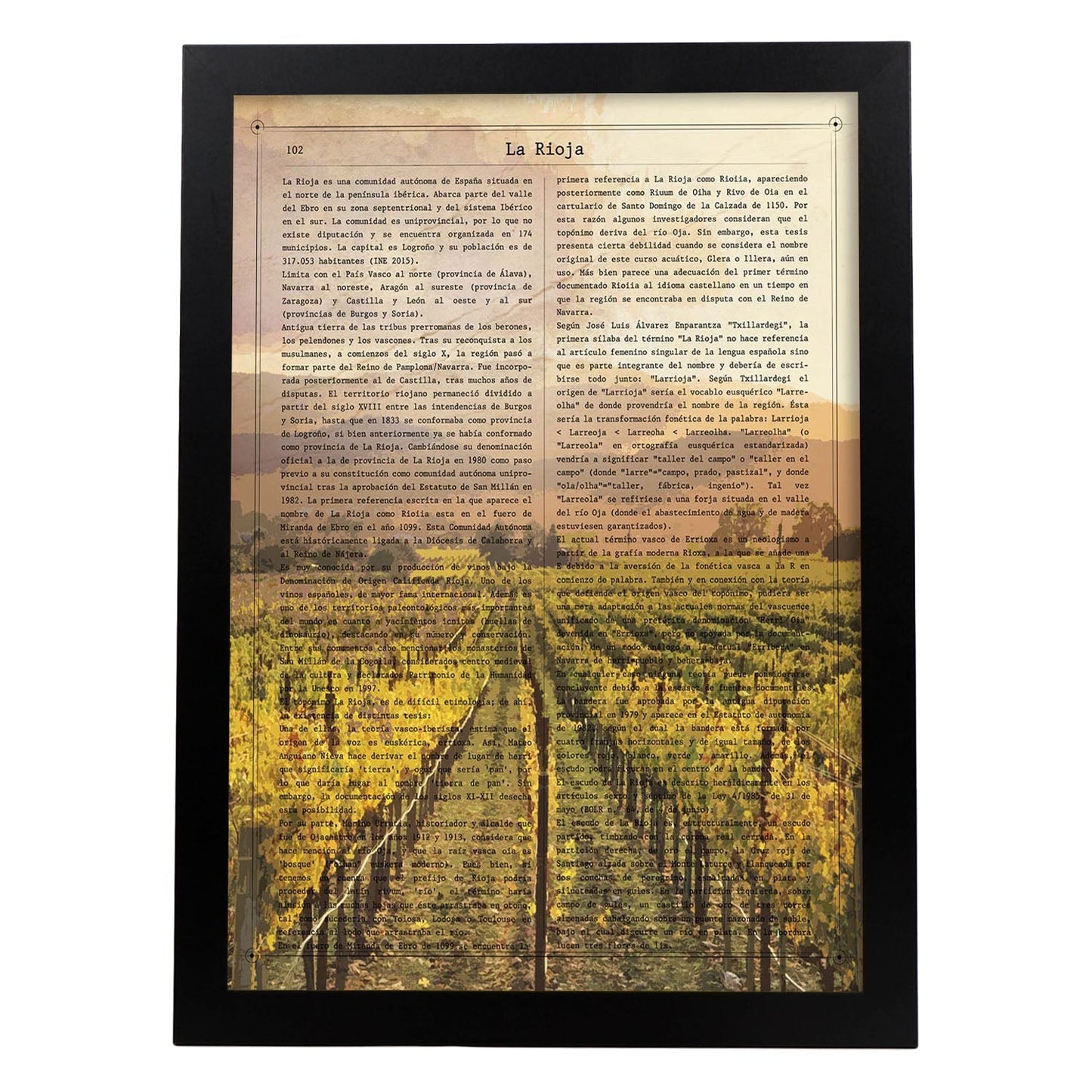 Poster de La Rioja. Láminas de comunidades autónomas de España.-Artwork-Nacnic-A4-Marco Negro-Nacnic Estudio SL