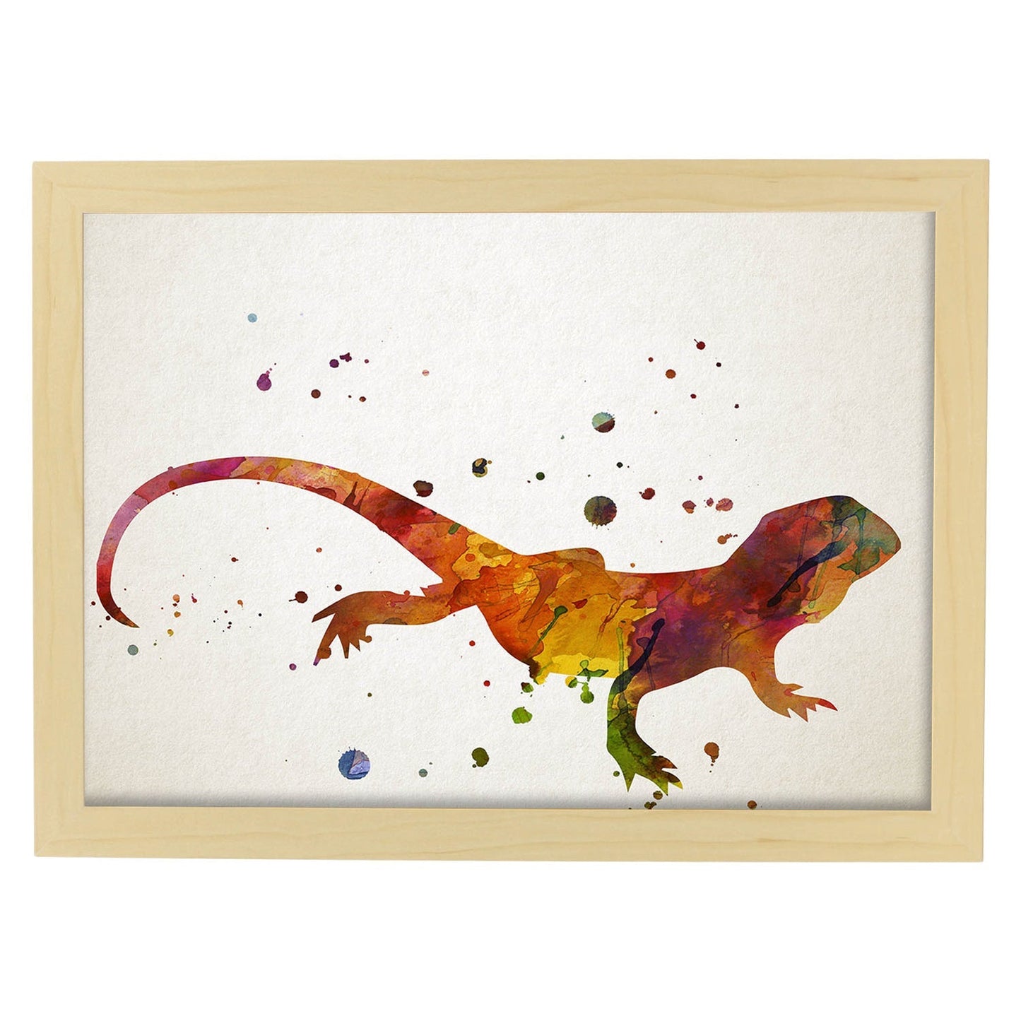 Poster de Lagarto estilo acuarela. Láminas de animales con estilo acuarela-Artwork-Nacnic-A4-Marco Madera clara-Nacnic Estudio SL