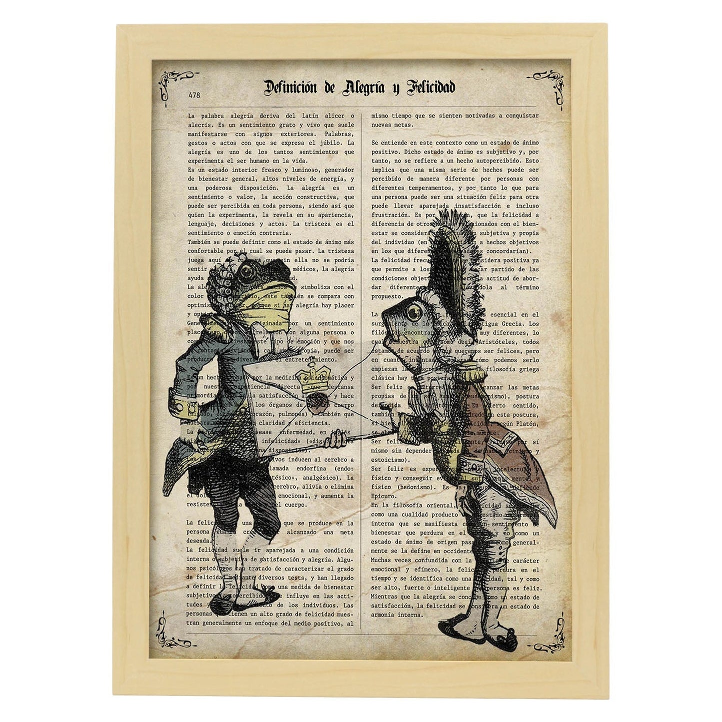 Poster de Las ranas de Alicia. Láminas de Alicia en el Pais de las Maravillas.-Artwork-Nacnic-A4-Marco Madera clara-Nacnic Estudio SL