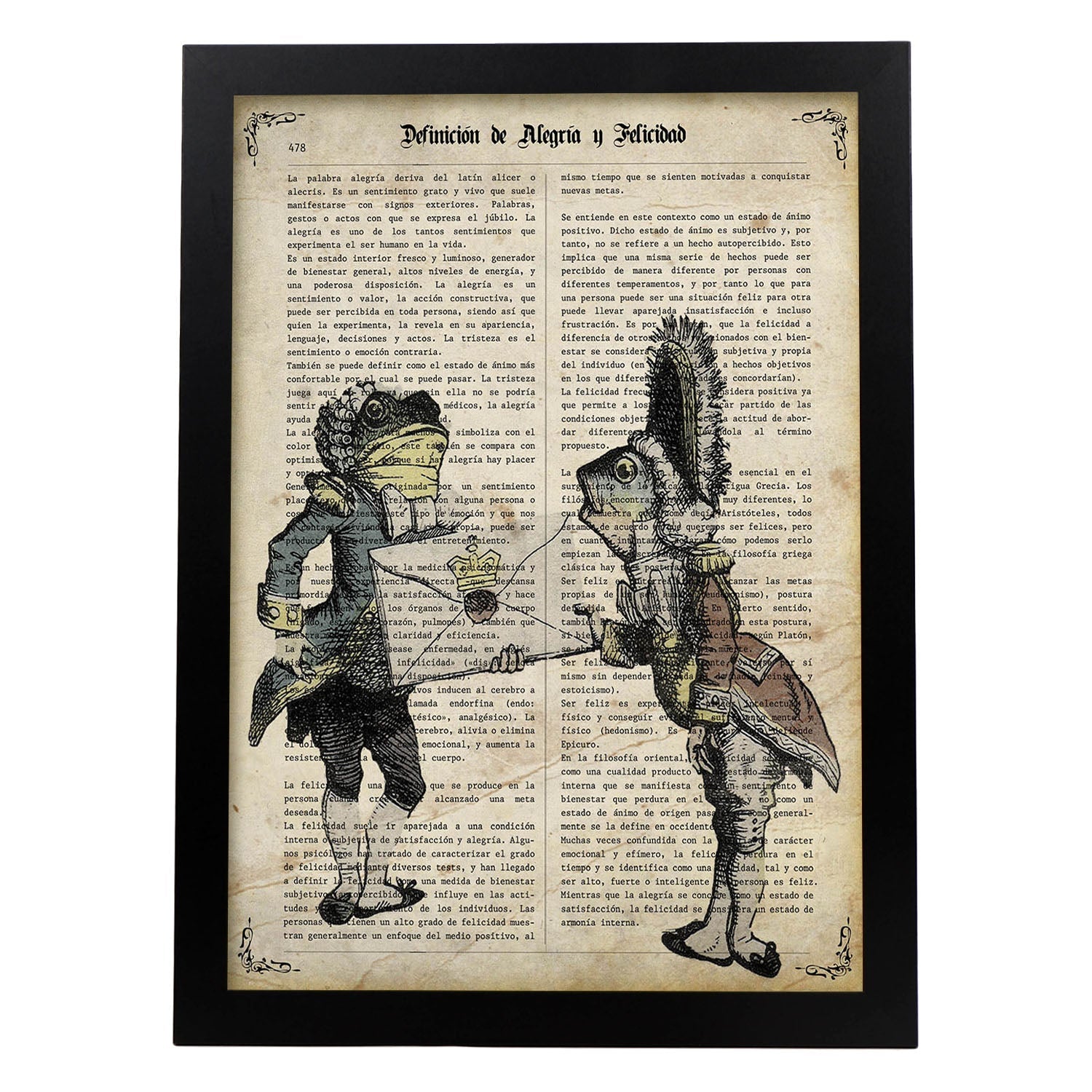 Poster de Las ranas de Alicia. Láminas de Alicia en el Pais de las Maravillas.-Artwork-Nacnic-A4-Marco Negro-Nacnic Estudio SL